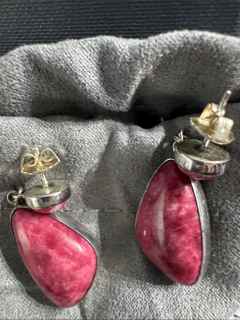 Jay King Sterling Silver Pink-Red Teardrop Dangle Earrings - Picture 2 of 2